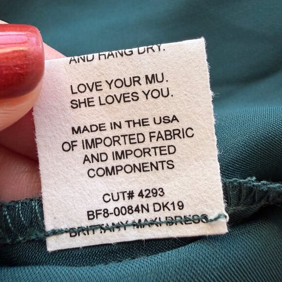 Show me Your Mumu Brittany Satin Maxi Dress Womens Size L Dark Emerald Holiday - Picture 8 of 9